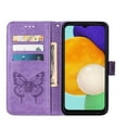 thumbnail image 6 of Feishell for Samsung Galaxy A14 5G 6.6 inch Flip Wallet Case with Wrist Strap,Butterfly & Flower Embossed Pattern PU Leather Magnetic Buckle Folio Credit Card Slots Kickstand Phone Case,Lightpurple, 6 of 10