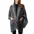thumbnail image 2 of Hfyihgf Women's Shawl Wraps Poncho Sweater Coat Open Front Ethnic Style Chunky Knit Pockets Cape Cardigan for Fall Winter Holiday(Gray,One Size), 2 of 8