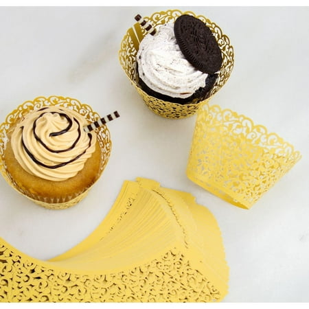 100 Piece Decorative Laser Cut Cupcake Liners Weddings Birthdays