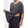 thumbnail image 2 of YLSDY Men's Solid Chest Pocket Post Surgery Top Snap Front Short Sleeve Adaptive Round Neck Shirt Dark Gray M, 2 of 9
