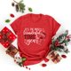 thumbnail image 2 of Gibobby Camisas de Navidad para mujer Camiseta de manga corta con cuello redondo y estampado de Navidad para mujer(Rojo,G), 2 of 5