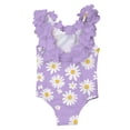 thumbnail image 4 of Twczz Toddler Girls One-Piece Swimsuits- Full Coverage Cute 3D Flowers Backless Kids Bathing Suit Purple Size 5 T, 4 of 8