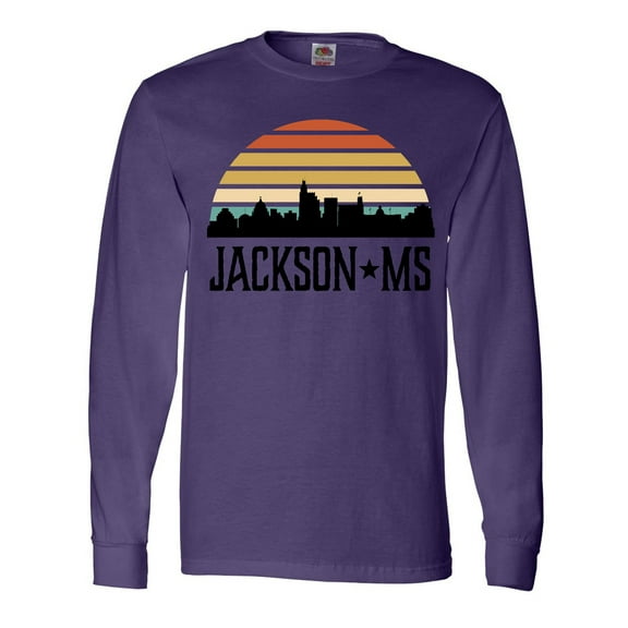 Inktastic Jackson Mississippi Skyline Retro Long Sleeve T-Shirt