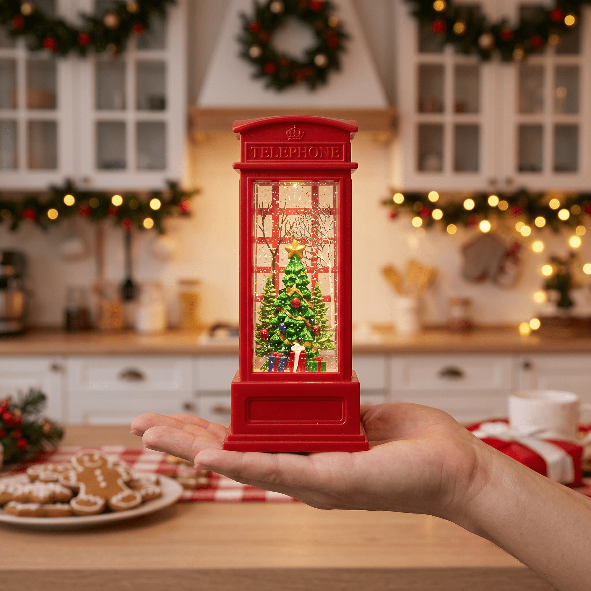Unique Bargains Christmas Light Up Crystal Ball Mini LED Glitter Sphere Orb Red Style F