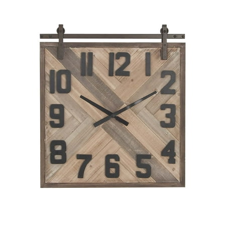 Decmode Modern Wood And Metal Square Og Wall Clock Brown Decmode Modern Wood And Metal Square Og Wall Clock Brown