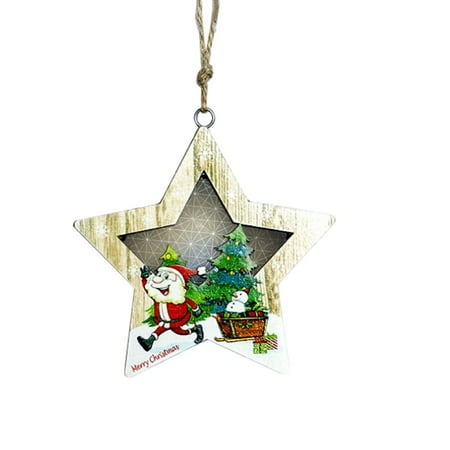 

NN Christmas Wooden Tree Pendant Luminous Christmas Decorated Decoration Hangs Christmas Decorations Gnomes