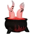 thumbnail image 3 of Outsunny 4ft Halloween Inflatables Outdoor Decorations White Ghosts in Red Cauldron, Blow Up LED Yard Decor for Garden, Lawn, Party, Holiday, 3 of 10