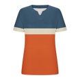 thumbnail image 5 of WCMZJ Plus Size Tops for Women Color Block Casual T-Shirt Short Sleeve V Neck Tunic Oversized Shirts Orange 5XL, 5 of 5