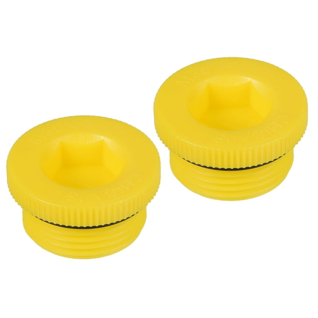 Unique Bargains M30x2 Hold Plugs Plastic Male Threaded Hex Socket End Cap, Yellow 2 Pack
