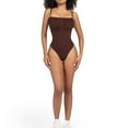 thumbnail image 5 of Viluyesy Womens Thong Bodysuit, High Waisted Tummy Control Seamless Tight Fit Sculpting Shapewear Brown XL, 5 of 6