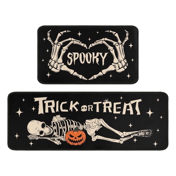Baodnhalloween Rug Set,Floor Mats Set,2 Piece Halloween Kitchen Decor Rugs Set Cute Kitchen Rugs And Mats Non Washable Absorbent Kitchen Accessories Decoration Floor Mats 15.7"X23.6" 15.7"X47"