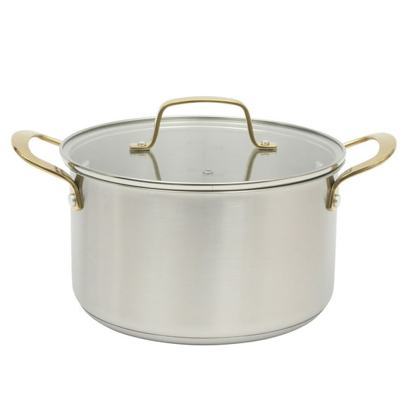 Martha Stewart 5-Quart Stainless Steel Dutch Oven Pot with Tempered Glass Lid