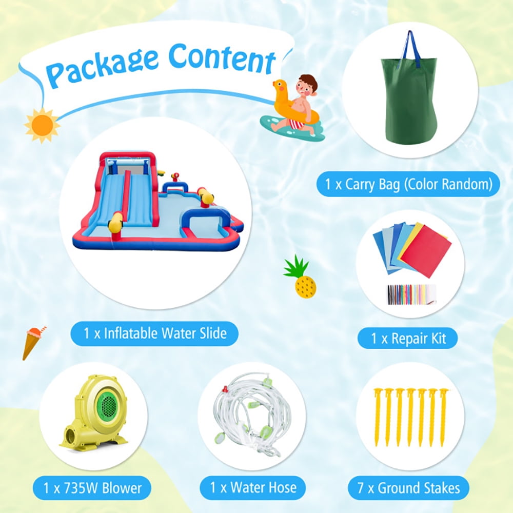 Aimee Lii Inflatable Bounce House with 2 Water Slides and 3 Water Cannons With 735W Blower, Playhouse for Kids Outdoor Aimee Lii Inflatable Bounce House with 2 Water Slides and 3 Water Cannons With 735W Blower, Playhouse for Kids Outdoor