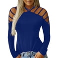 thumbnail image 1 of Blusa de manga larga con hombros descubiertos y cuello en V para mujer Fridja  fhghd2592, 1 of 6
