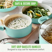 GreenLife 18-Piece Ceramic Nonstick Cookware Set, Dishwasher Safe, Soft Grip Handles, Turquoise