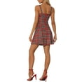 thumbnail image 3 of INSPIRE CHIC Women's Plaid Check Strap Zipper Front Sleeveless Dress M Red Plaid, 3 of 6