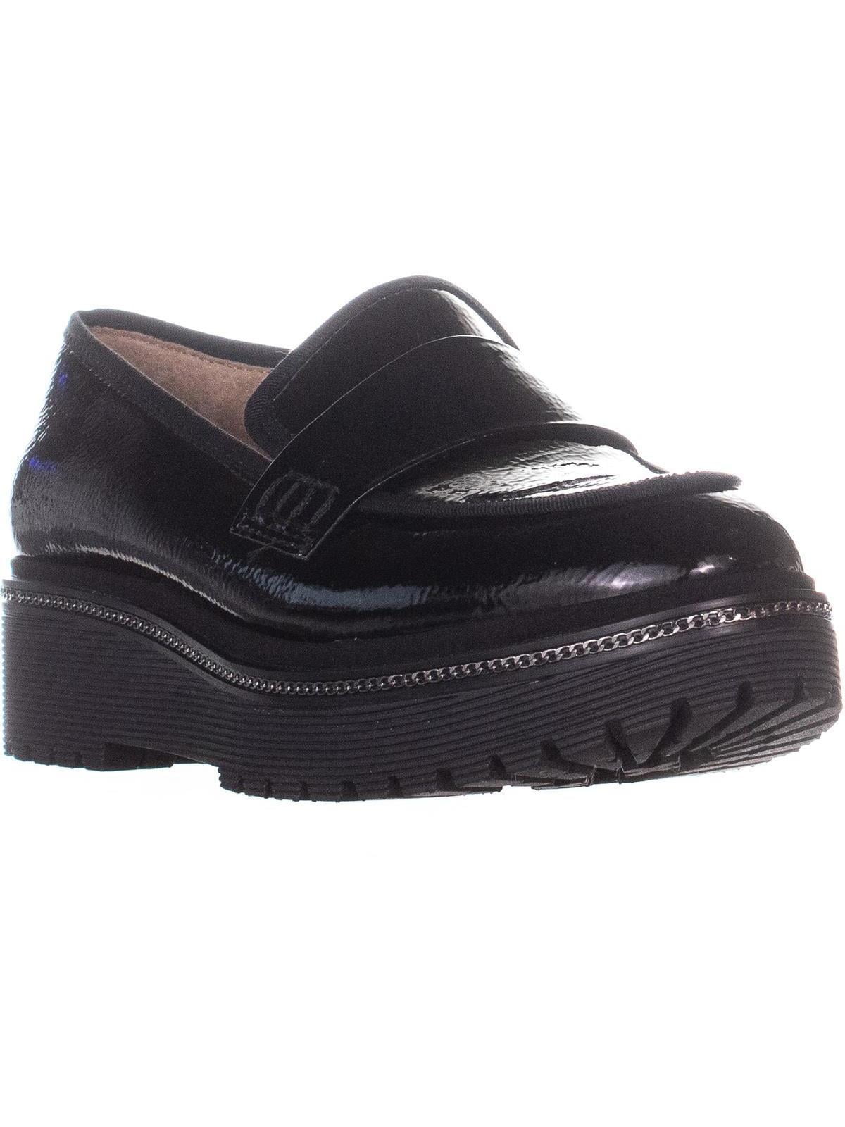 women's black platform loafers