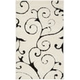 thumbnail image 3 of SAFAVIEH Florida Doug Floral Vines Geometric Shag Area Rug, Ivory/Black, 4' x 6' - Transitional Modern Design, Ivory & Black, Non-Shedding & Easy Cleaning, Ultra Plush Thick Pile, Ideal for Living Ro, 3 of 12