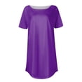 thumbnail image 4 of ADSSDQ Business Casual Tops for Women Summer Trendy Flowy Curved Hem Round Neck Short Sleeve Shirts Plain Graphic T Shirts Womens Blouse Sweatshirt Spring Clothes Dark Purple L, 4 of 5