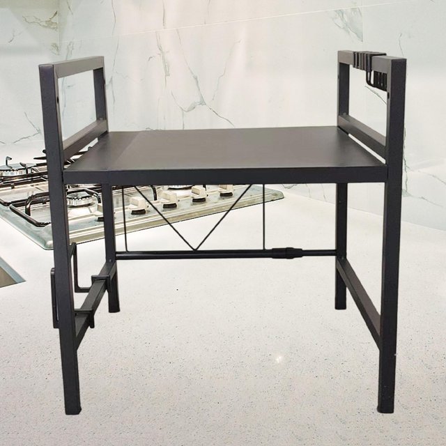 Elodie Microwave Oven Rack Multifunctional Stand Bakers Rack for Pantry Closet Home Black