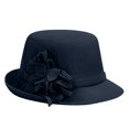 thumbnail image 2 of Vintage Felt Cloche Hat LSONABXA Imitation Wool Flowers Bucket Cloche Bowler Hat Flat Brim Inner Lining Winter Spring Autumn Wedding Tea Parties Daily Wear Black, 2 of 4