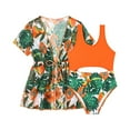 thumbnail image 1 of Hiiyo Toddler Girls 3 Piece Swimsuit Tropical Print Bikini Set with Cover Up, 1 of 5