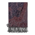 thumbnail image 7 of Pashmina Scarf Rave Women Scarves Luxury Paisley Shawl with Fringe Reversible Large Blanket Wrap 78.5" X27.5"(Navy-red), 7 of 7