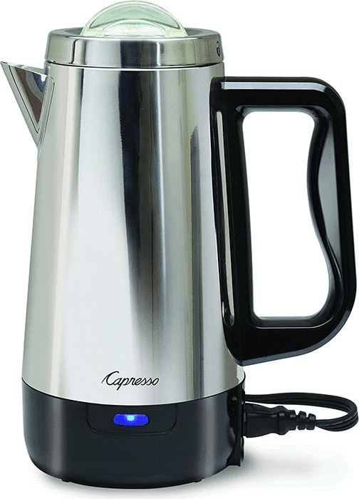 Introducing the Stainless Steel 8 cup Percolator by Capresso, the perfect blend of classic charm and modern convenience for coffee connoisseurs. With fast brewing technology, this sleek brewer delivers 4 to 8 cups of rich and aromatic coffee in less than a minute per cup, eliminating long waits for your caffeine fix. The automatic warming function ensures your coffee stays hot for as long as you desire, allowing you to savor every sip at your own pace.