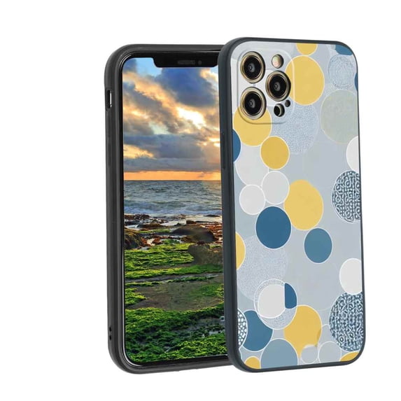 Compatible with iPhone 12 Pro Phone Case, Geometric-Circles-142 Case Men Women, Flexible Silicone Shockproof Case for iPhone 12 Pro