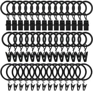 30 Pack Metal Openable Curtain Rings with Clips, Heavy Duty