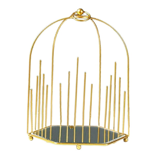 Estante de maquillaje y cosméticos de hierro forjado con forma de jaula de pájaro para el hogar, la sala de estar o para perfumes. jaula de pájaros de línea