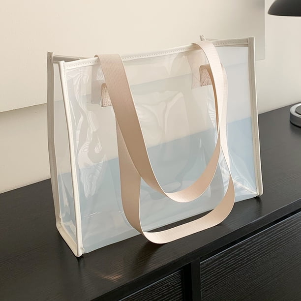 Bolso de hombro transparente Bolsas de mujer transparentes de PVC informales para vacaciones (Beige)