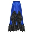 thumbnail image 3 of TiaoBug Women's Flamenco Dance Skirt Ruffled Irregular Hem Full Circle Swing Long Skirt for Tango Salsa Cha Cha Royal Blue M, 3 of 7