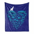 thumbnail image 1 of Polar Bear Soft Flannel Fleece Blanket, Polar Bear Standing on an Icea Floe Designed as Abstract Heart Print, Cozy Plush for Indoor and Outdoor Use, 70" x 90", Indigo Teal and White, by Ambesonne, 1 of 6