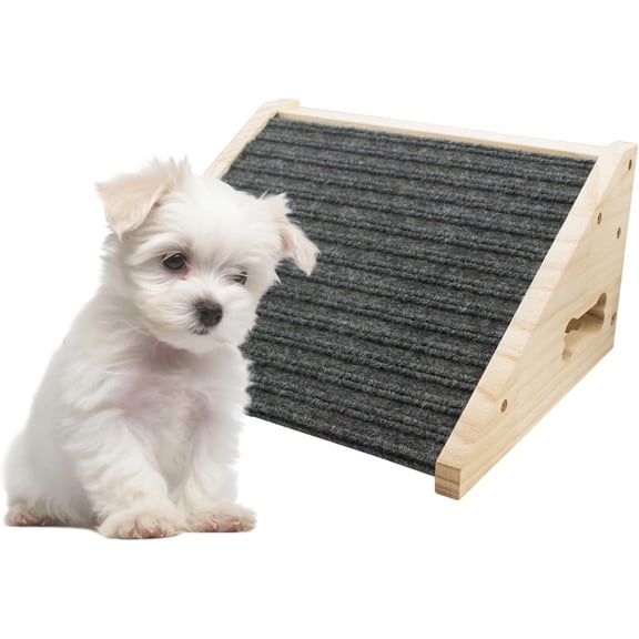 Wooden Dog Ramp for Stairs - Low Angle Pet Ramp with Anti-Slip Carpet Surface, for Small Dogs and Cats