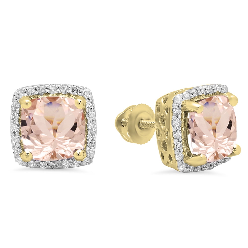 Dazzlingrock Collection 10K 5 MM Each Round Gemstone & White Diamond Ladies Halo Stud Earrings White Gold 