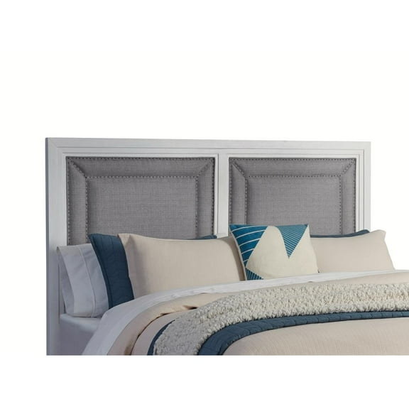 American Woodcrafters Dunescape 63"W Wood Queen Upholstered Headboard in White