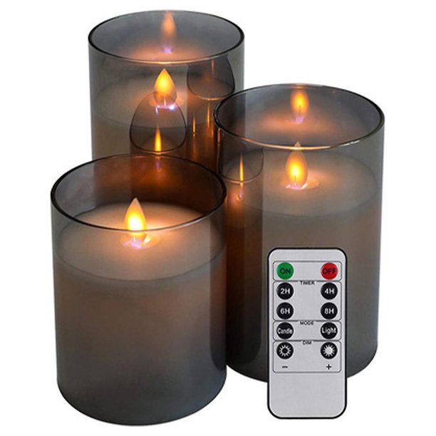 Velas sin llama parpadeantes con control remoto, velas que funcionan con pilas, velas Led de plexiglás para decoración de mesa del hogar