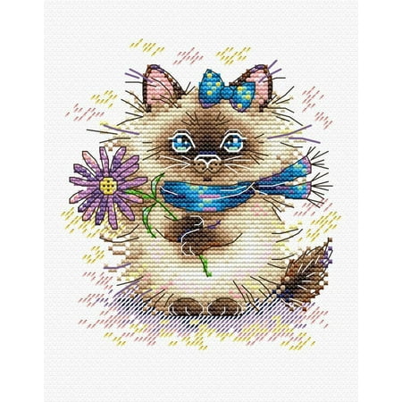 UPC: 4627128734776 | Cute Kitty Cross Stitch Kit M-357 / SM-357 Grey Cat