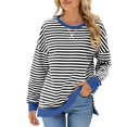 thumbnail image 2 of Women Striped Oversized Sweatshirt Crewneck Long Sleeve Shirts Hoodies 2025 Summer Fashion Pullover Top Y2K Outfits 09-Black M, 2 of 5