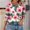 004 Pink, variant on Hvot&aat Women Casual Dressy Blouses 3/4 Length Elastic Smocked Cuffs T-Shirts Round Neck Printed Tops