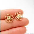 thumbnail image 4 of 4 Pairs 316L Surgical Steel Plum Blossom Gold Flower Men Women Stud Earrings, 4 of 9