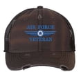 thumbnail image 5 of Distressed Air Force Veteran Trucker Hat – Embroidered Air Force Logo, Patriotic Mesh Strapback Cap (NavyBlue), 5 of 8
