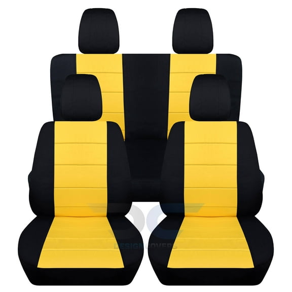 D5S-2-Designcovers Compatible with 2011-2018 Jeep Wrangler JK 2door Two-Tone Seat Covers:Black and Yellow - Full Set Front&Rear