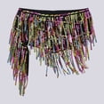 thumbnail image 3 of Womens Belly Dance Skirt Sparkly Sequin Fringe Belly Dancing Skirt Latin Dance Hula Hip Scarf Sequin Tassel Skirts, 3 of 4