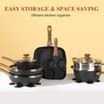 thumbnail image 5 of MCQ 17 Pcs Nonstick Cookware Set Pots and Pans, Non-toxic with Stay-Cool Handles for Kitchen, Black, 5 of 8