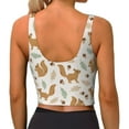 thumbnail image 3 of Haiem Squirrel And Leaves Pattern Womens Sports Bra - U Neck Padded Low Impact Yoga Bra Workout Crop Top Gym Moisture-Wicking Workout Vest -X-Large, 3 of 9