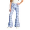 thumbnail image 5 of School Uniform for Girls High Waist Slim Fit Pocketed Elastic Plaid Print Flared School Uniform Trousers Back-To-School Pants for Girls 5-6 Years, 5 of 6