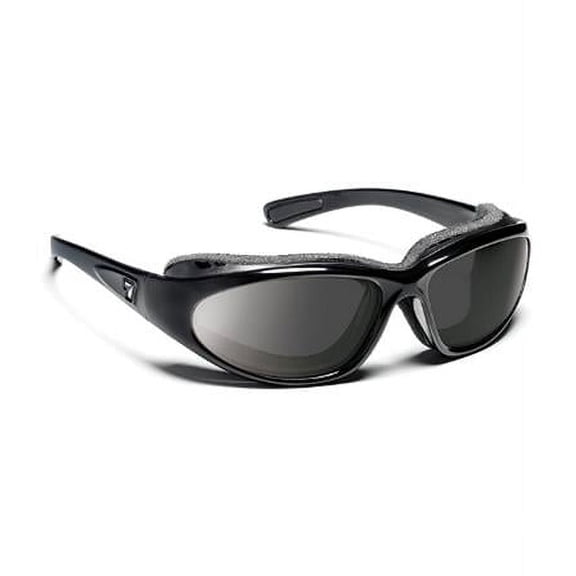 7eye Bora Wind-Blocking Padded Sunglasses for Outdoors, UV400, Clear Lenses, Glossy Black