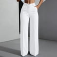 thumbnail image 3 of cocolona Womens A-line High Waist Dress Pants Button Zipper Waist Straight Wide Leg Work Pants Summer Business Casual Pants with Pockets, 3 of 5